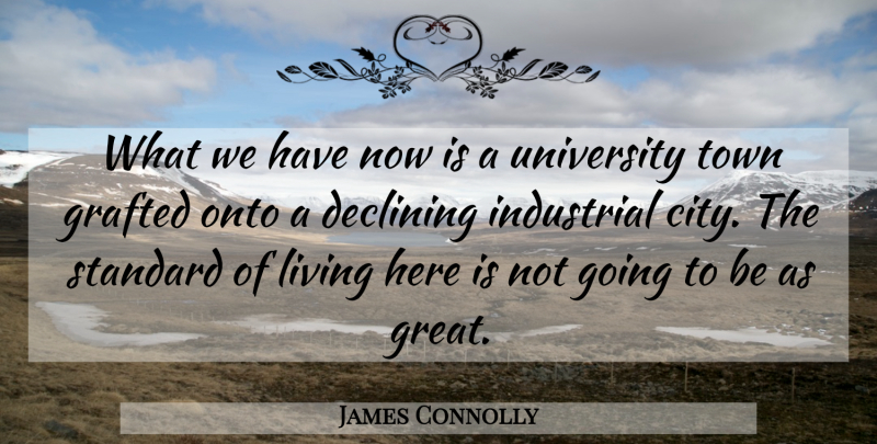 James Connolly Quote About Declining, Industrial, Living, Onto, Standard: What We Have Now Is...
