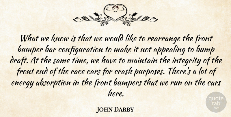 John Darby Quote About Appealing, Bar, Bump, Bumper, Cars: What We Know Is That...