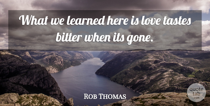 Rob Thomas Quote About Loss, Taste, Gone: What We Learned Here Is...