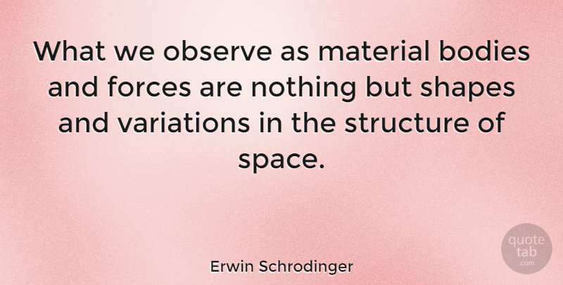 Erwin Schrodinger Quote About Space, Variation, Body: What We Observe As Material...