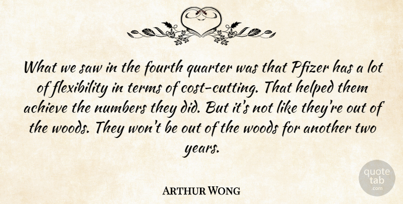 Arthur Wong Quote About Achieve, Fourth, Helped, Numbers, Quarter: What We Saw In The...