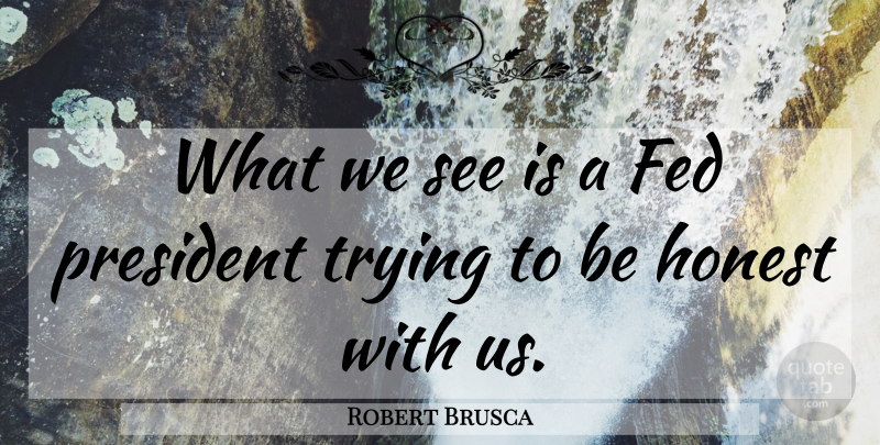 Robert Brusca Quote About Fed, Honest, President, Trying: What We See Is A...