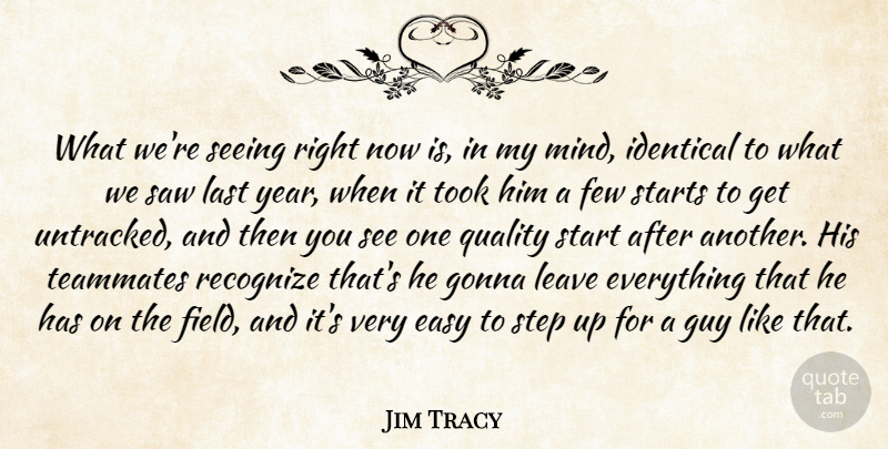 Jim Tracy Quote About Easy, Few, Gonna, Guy, Identical: What Were Seeing Right Now...