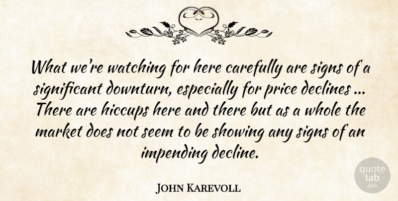 John Karevoll Quote About Carefully, Declines, Impending, Market, Price: What Were Watching For Here...