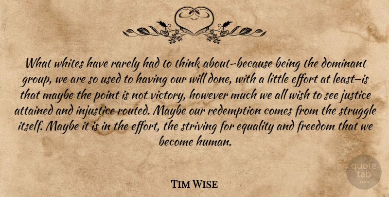 Tim Wise Quote About Struggle, Thinking, Justice: What Whites Have Rarely Had...