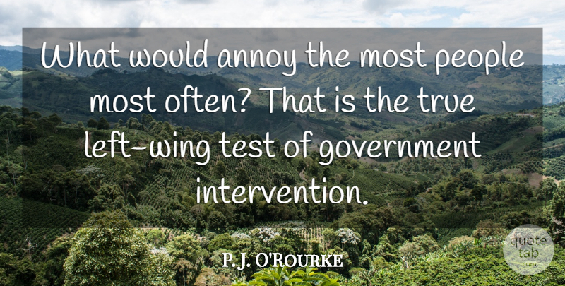 P. J. O'Rourke Quote About Wings, Government Intervention, People: What Would Annoy The Most...