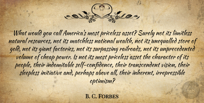 B. C. Forbes Quote About Character, Self Confidence, America: What Would You Call Americas...