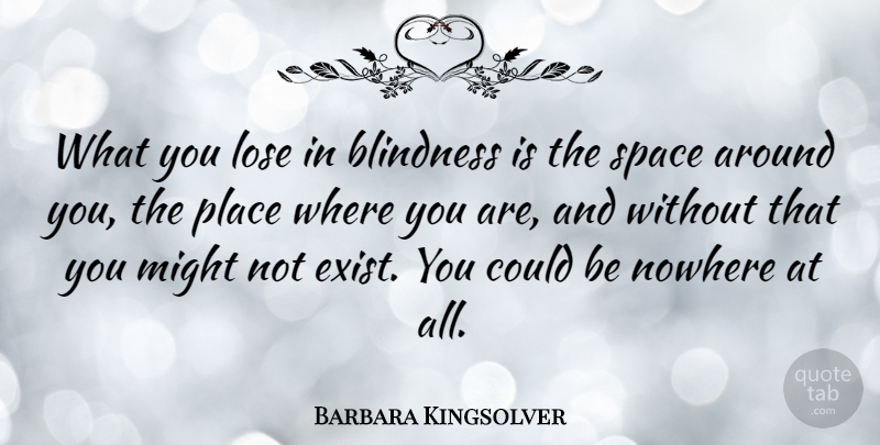 Barbara Kingsolver Quote About Reality, Space, Might: What You Lose In Blindness...
