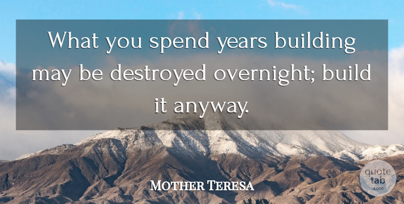 Mother Teresa Quote About Years, May, Self Centered: What You Spend Years Building...