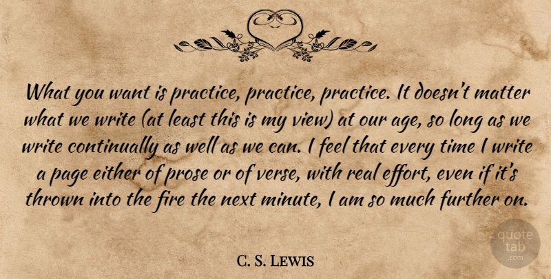 C. S. Lewis Quote About Real, Writing, Views: What You Want Is Practice...