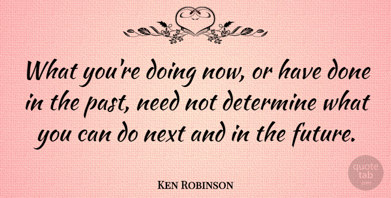 Ken Robinson Quote About Past, Done, Next: What Youre Doing Now Or...