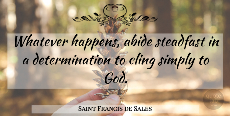 Saint Francis de Sales Quote About Determination, Steadfast, Whatever Happens: Whatever Happens Abide Steadfast In...