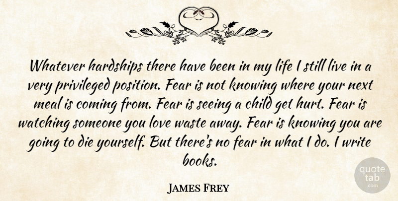 James Frey Quote About Hurt, Children, Book: Whatever Hardships There Have Been...