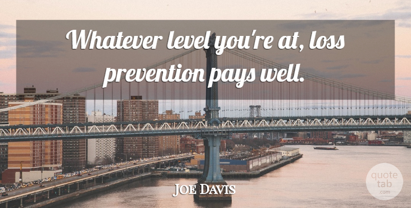 Joe Davis Quote About Level, Loss, Pays, Prevention, Whatever: Whatever Level Youre At Loss...