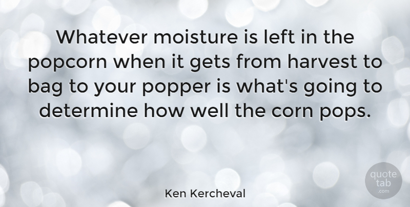 Ken Kercheval Quote About Moisture, Corn, Bags: Whatever Moisture Is Left In...