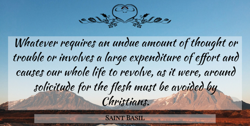Saint Basil Quote About Christian, Effort, Flesh: Whatever Requires An Undue Amount...