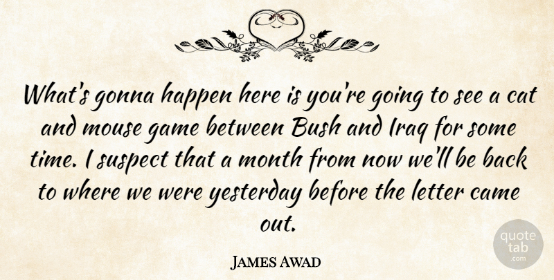 James Awad Quote About Bush, Came, Cat, Game, Gonna: Whats Gonna Happen Here Is...