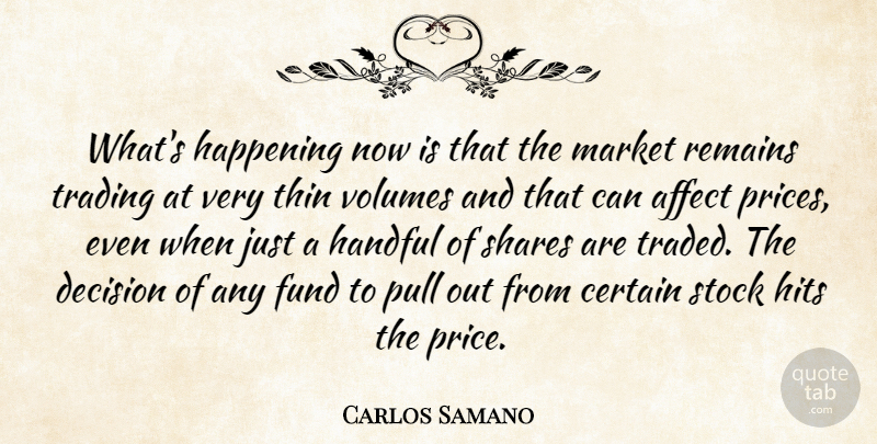 Carlos Samano Quote About Affect, Certain, Decision, Fund, Handful: Whats Happening Now Is That...