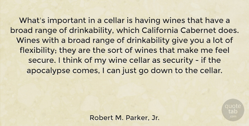Robert M. Parker, Jr. Quote About Apocalypse, Broad, Cellar, Range, Sort: Whats Important In A Cellar...