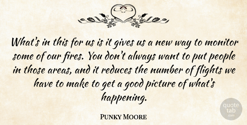 Punky Moore Quote About Flights, Gives, Good, Monitor, Number: Whats In This For Us...