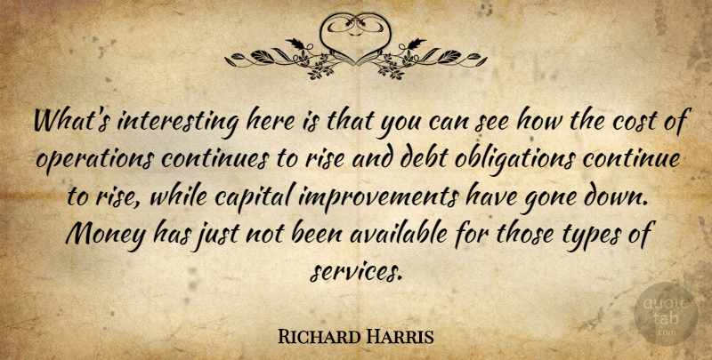 Richard Harris Quote About Available, Capital, Continues, Cost, Debt: Whats Interesting Here Is That...
