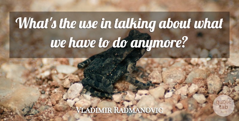 Vladimir Radmanovic Quote About Talking: Whats The Use In Talking...
