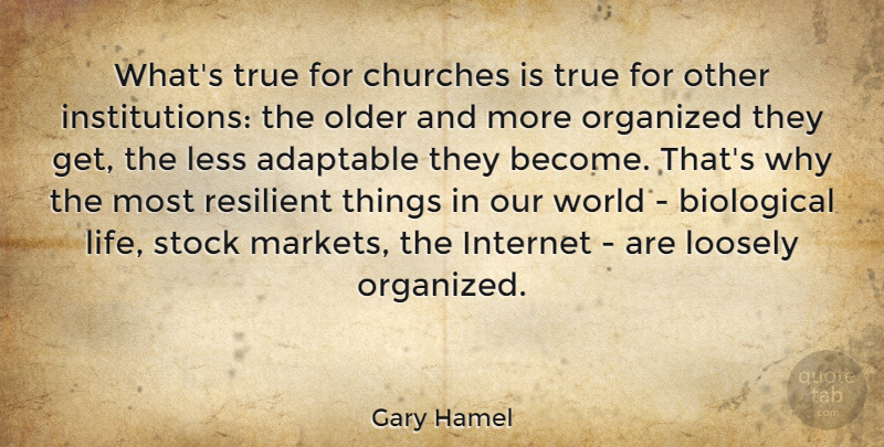 Gary Hamel Quote About Our World, Church, Internet: Whats True For Churches Is...