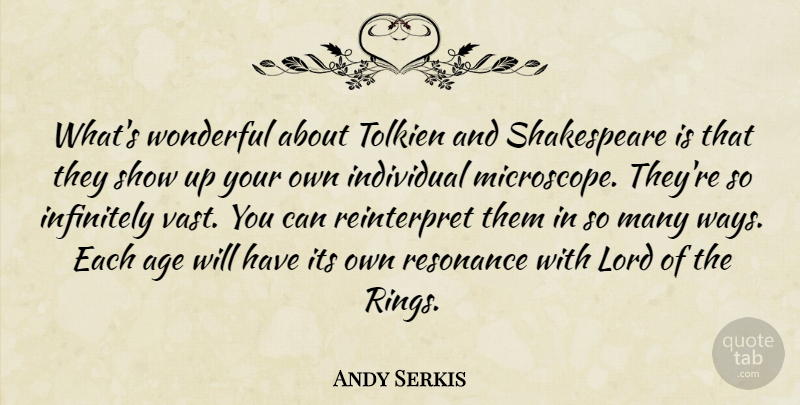 Andy Serkis Quote About Age, Way, Wonderful: Whats Wonderful About Tolkien And...