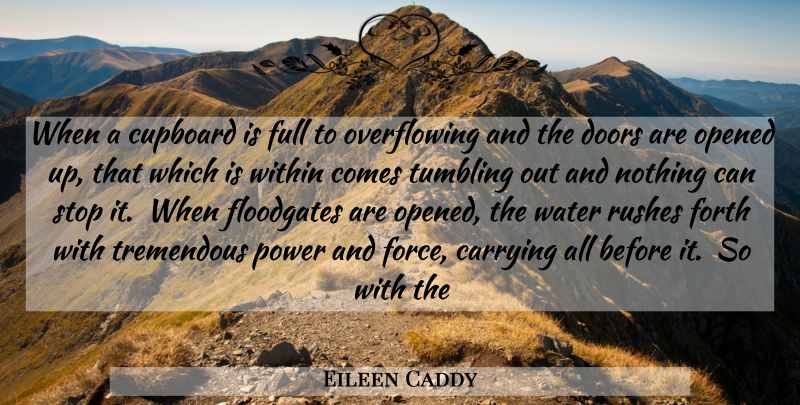 Eileen Caddy Quote About Peace, Doors, Water: When A Cupboard Is Full...