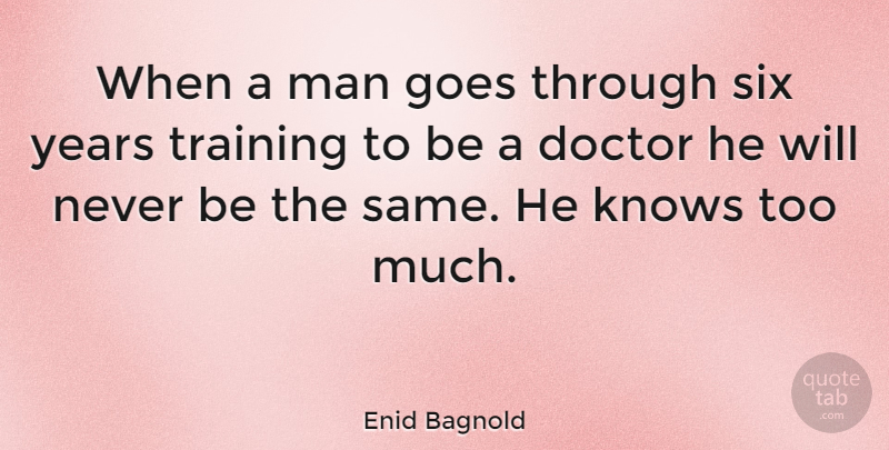 Enid Bagnold Quote About Men, Years, Doctors: When A Man Goes Through...