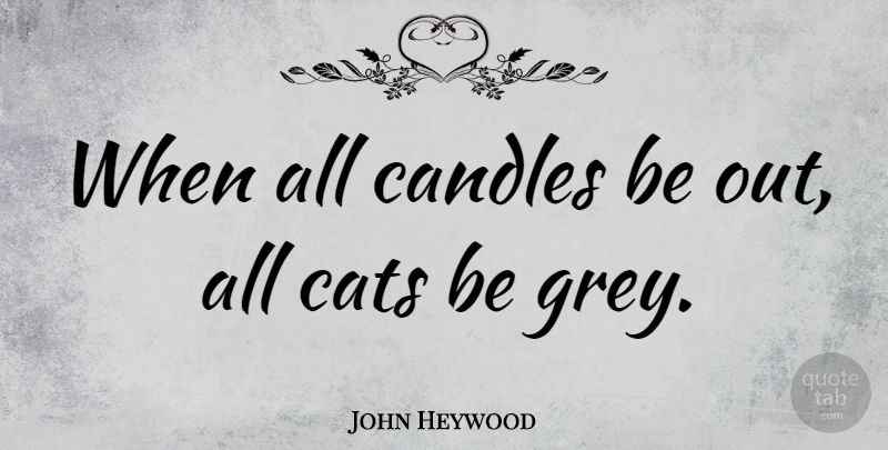 John Heywood Quote About Cat, Grey, Candle: When All Candles Be Out...