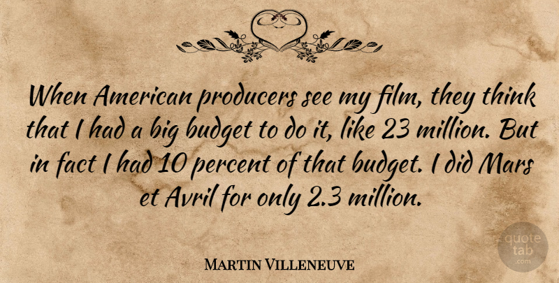 Martin Villeneuve Quote About Thinking, Mars, Facts: When American Producers See My...