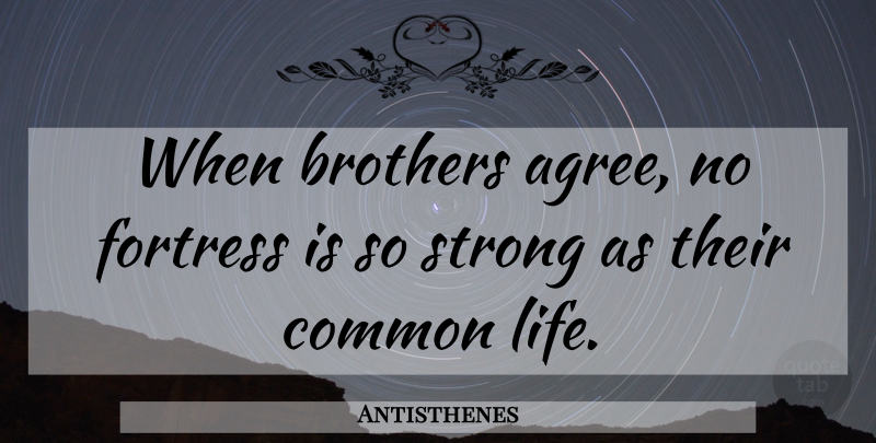 Antisthenes Quote About Strong, Brother, Sibling: When Brothers Agree No Fortress...