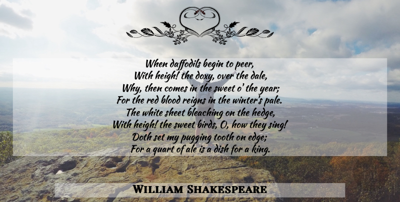 William Shakespeare Quote About Sweet, Kings, Spring: When Daffodils Begin To Peer...