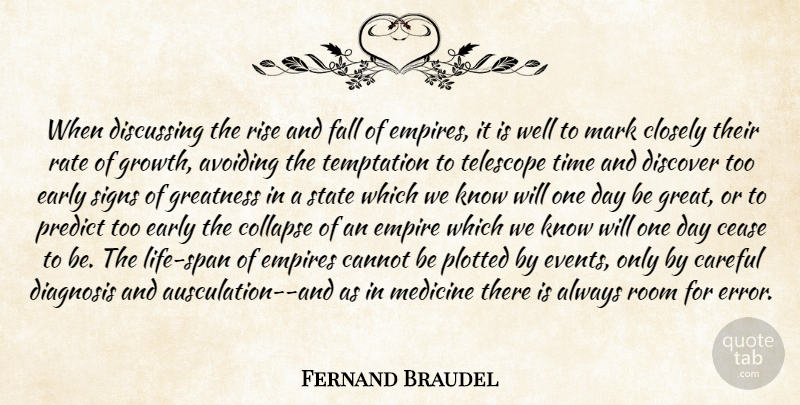 Fernand Braudel Quote About Avoiding, Cannot, Careful, Cease, Civilization: When Discussing The Rise And...