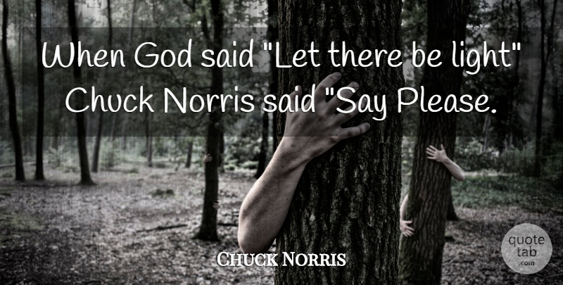 Chuck Norris Quote About Chuck, God: When God Said Let There...