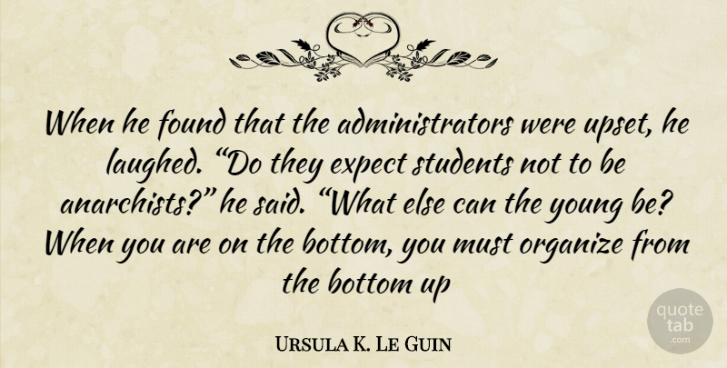 Ursula K. Le Guin Quote About Upset, Students, Anarchist: When He Found That The...