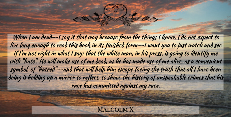 Malcolm X Quote About Hate, Book, Men: When I Am Dead I...