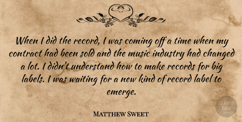Matthew Sweet Quote About Waiting, Labels, Records: When I Did The Record...