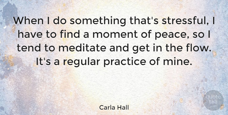 Carla Hall Quote About Meditate, Peace, Regular, Tend: When I Do Something Thats...