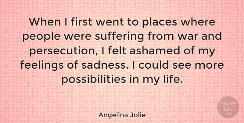 Angelina Jolie Quote About War, Sadness, People: When I First Went To...
