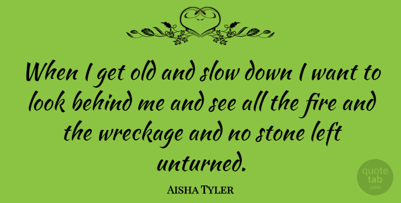 Aisha Tyler Quote About Fire, Want, Stones: When I Get Old And...