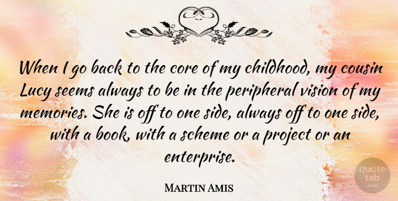 Martin Amis Quote About Cousin, Memories, Book: When I Go Back To...