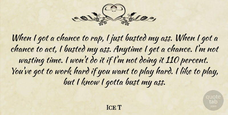 Ice T Quote About Rap, Hard Work, Play Hard: When I Got A Chance...