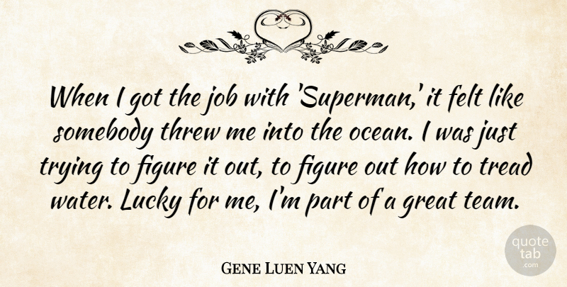 Gene Luen Yang Quote About Felt, Figure, Great, Job, Lucky: When I Got The Job...