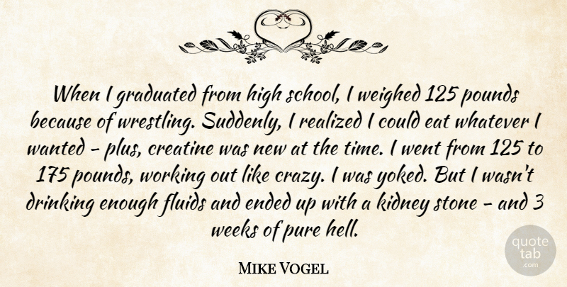 Mike Vogel Quote About Drinking, Eat, Ended, Graduated, High: When I Graduated From High...