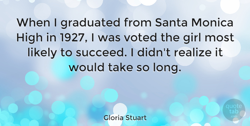 Gloria Stuart Quote About Graduation, Girl, Long: When I Graduated From Santa...