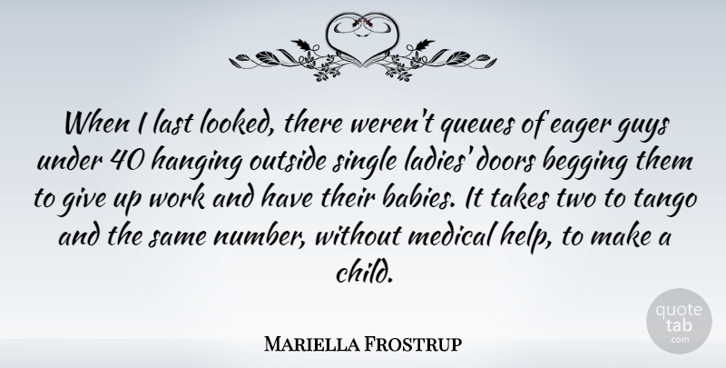 Mariella Frostrup Quote About Begging, Doors, Eager, Guys, Hanging: When I Last Looked There...