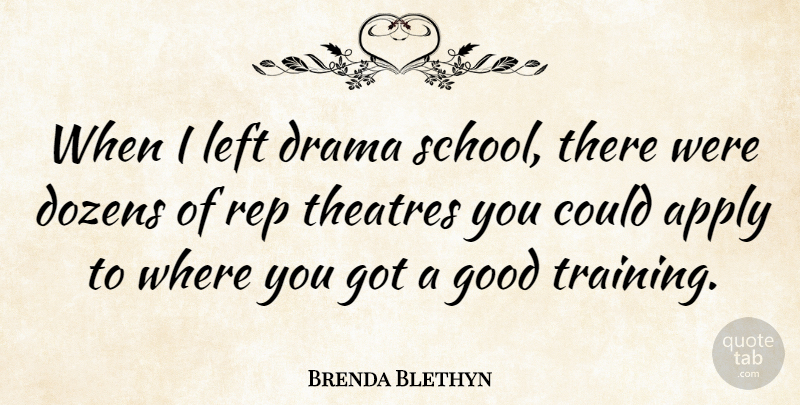 Brenda Blethyn Quote About Drama, School, Training: When I Left Drama School...