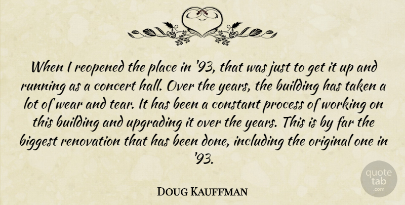 Doug Kauffman Quote About Biggest, Building, Concert, Constant, Far: When I Reopened The Place...